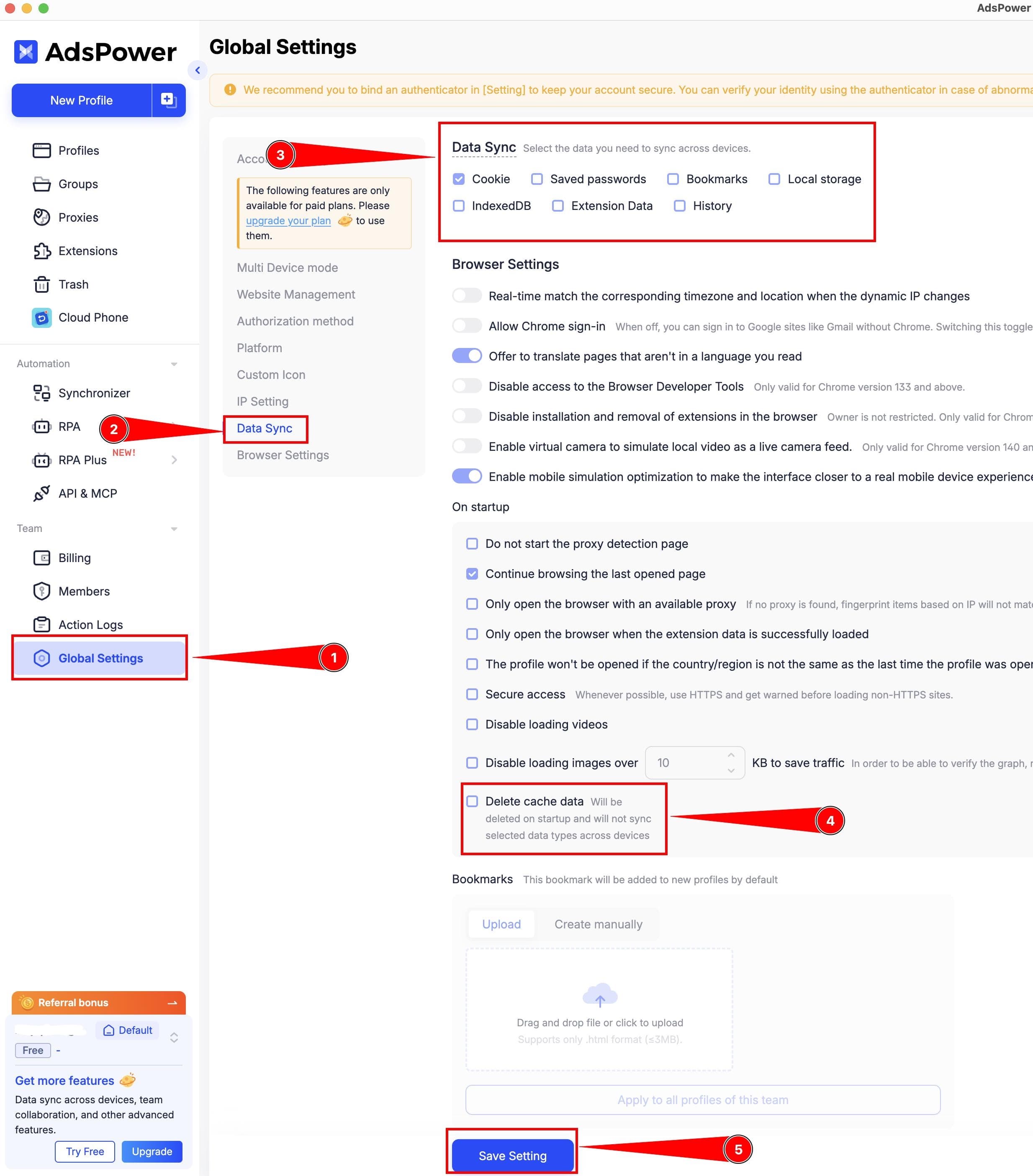 AdsPower settings