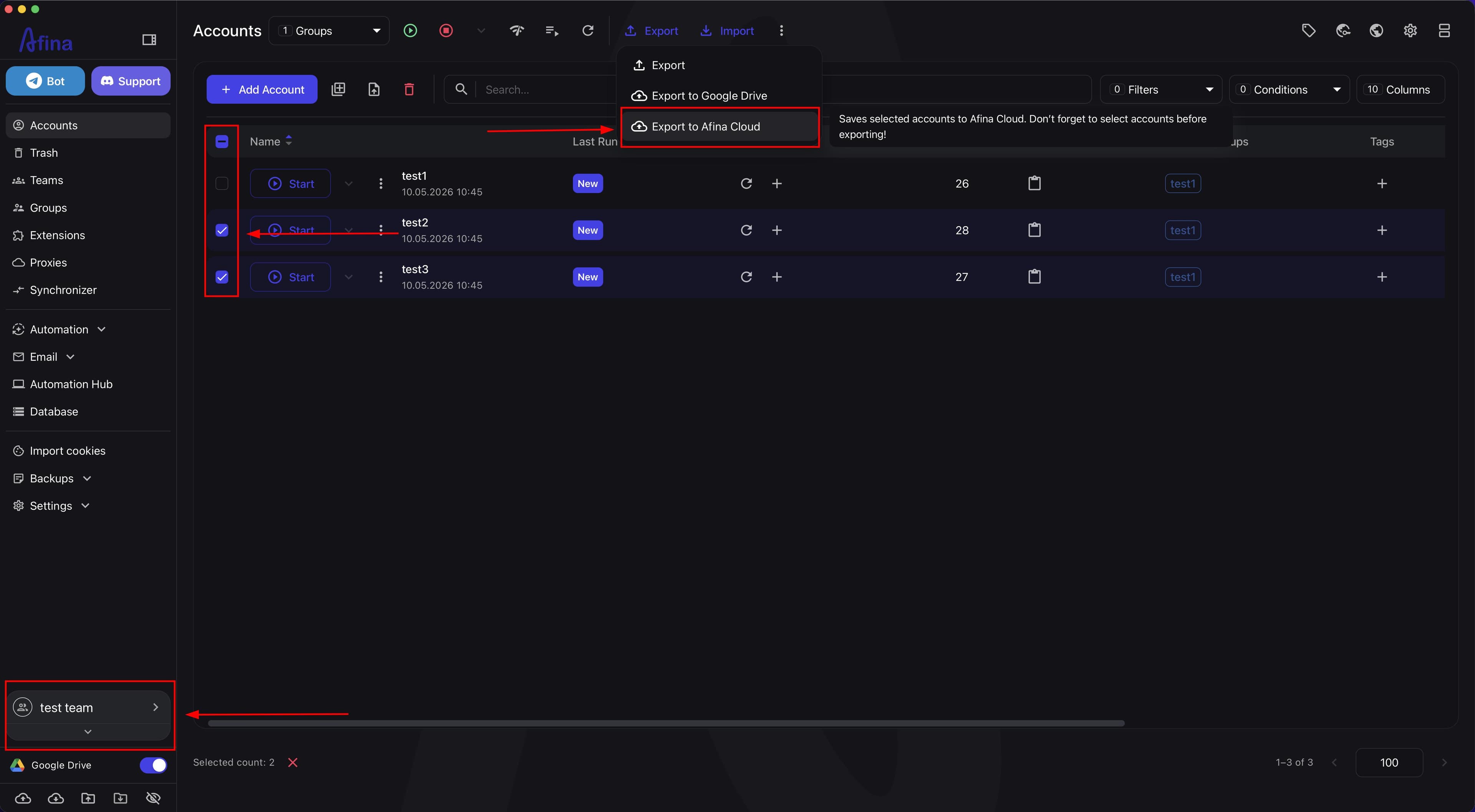 Moving accounts between workspaces