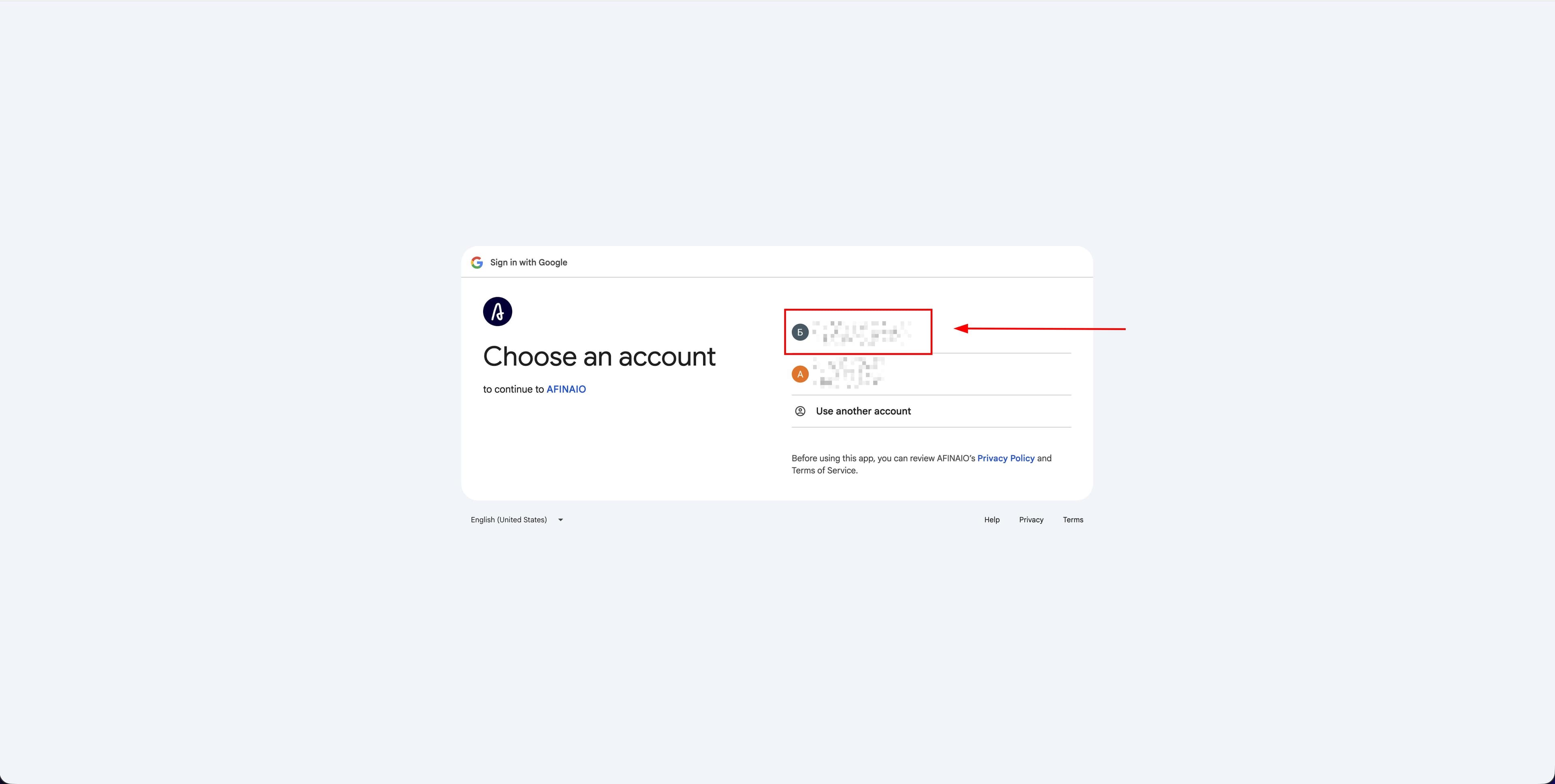 Selecting a Google account for authorization