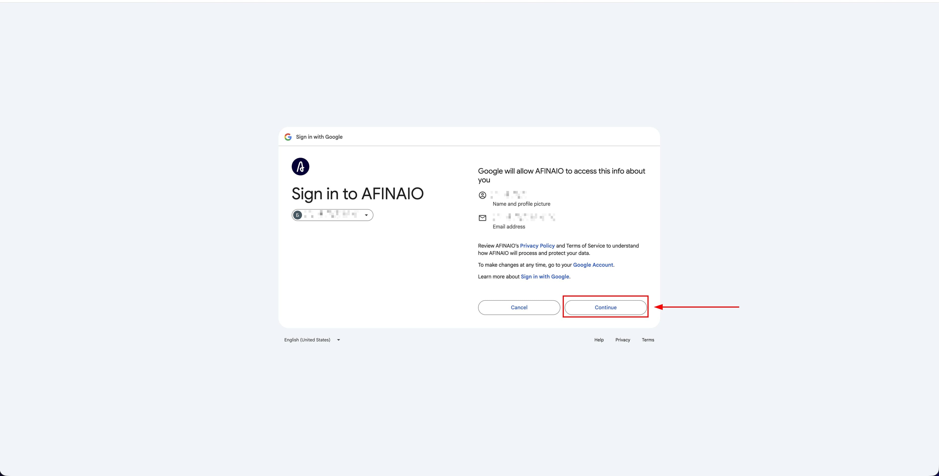 Confirming Afina access to Google Drive