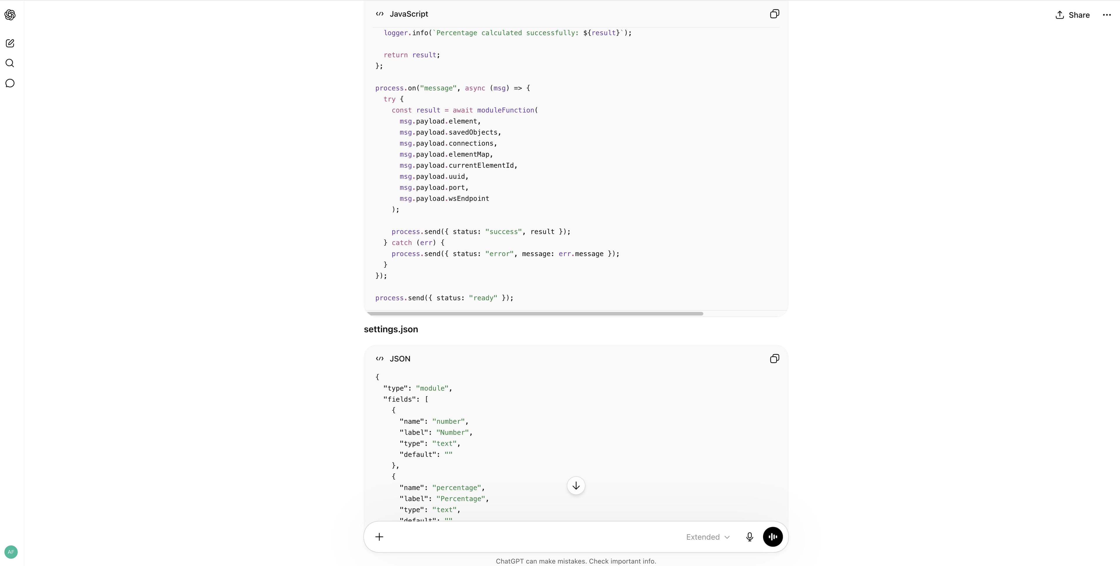 ChatGPT response explaining changes in module files