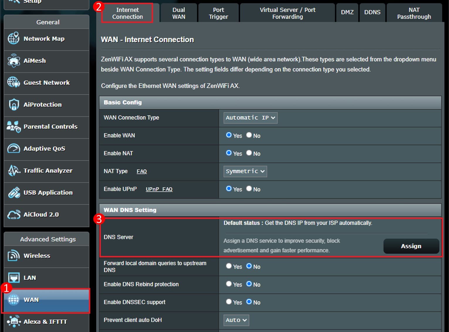 ASUS: WAN DNS Setting