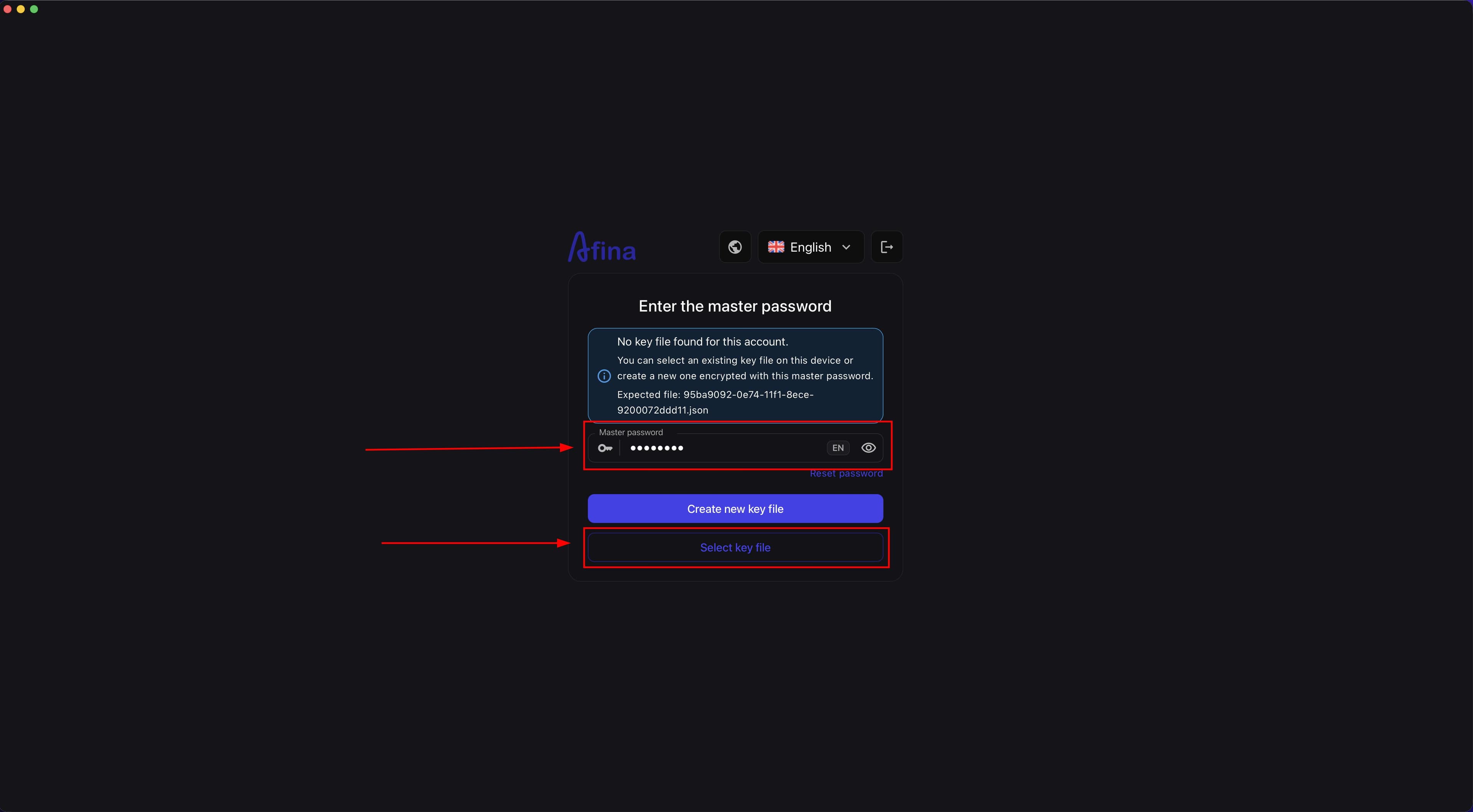 Choosing a method for transferring the key file to a new device