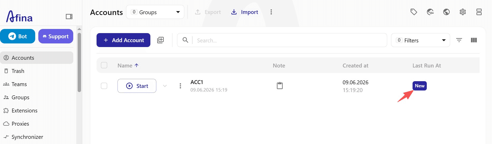 Профіль Afina Browser з підключеним проксі IPNut Профіль Afina Browser з підключеним проксі IPNut