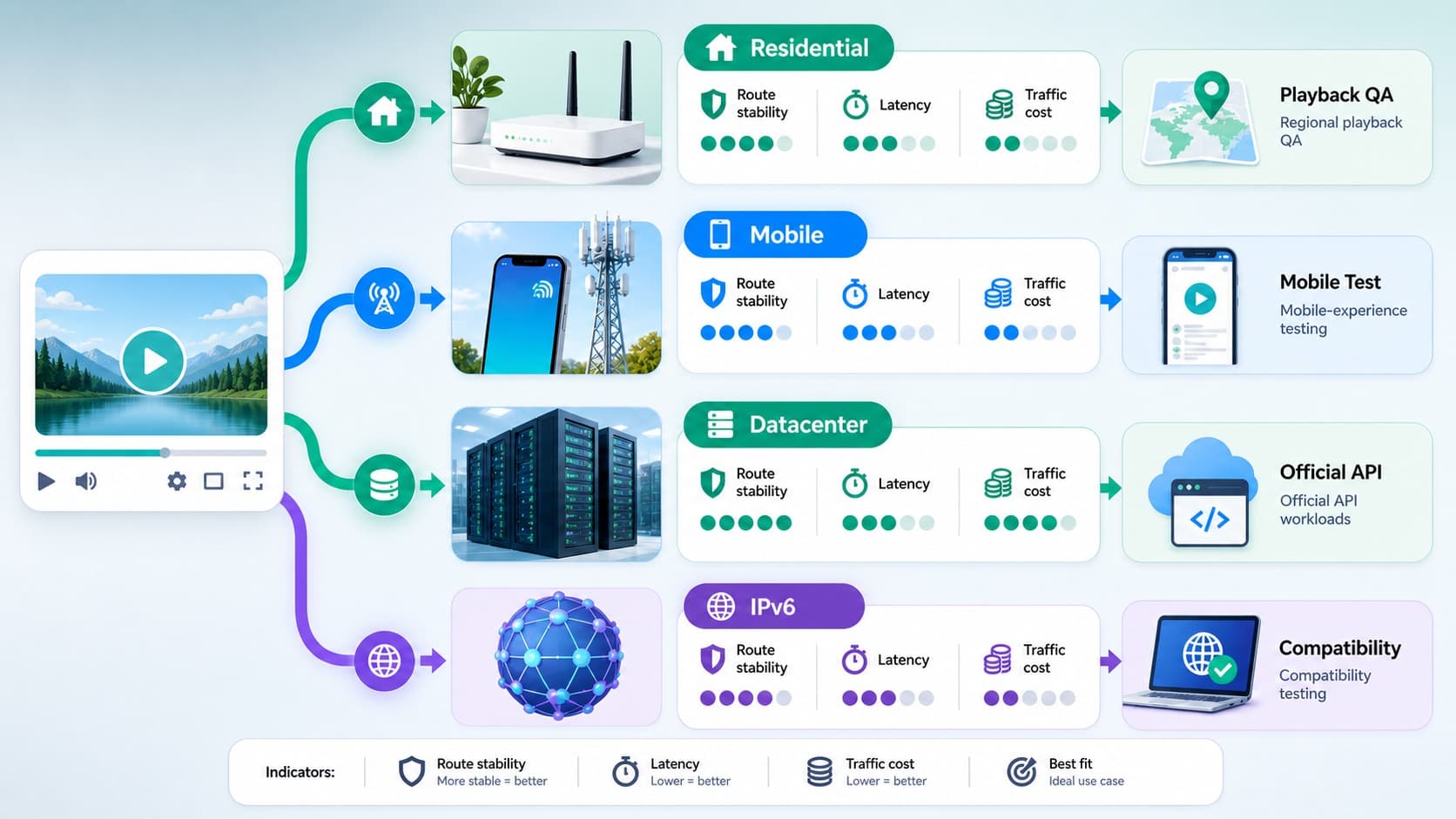 comparison of residential mobile datacenter and IPv6 proxies for YouTube comparison of residential mobile datacenter and IPv6 proxies for YouTube