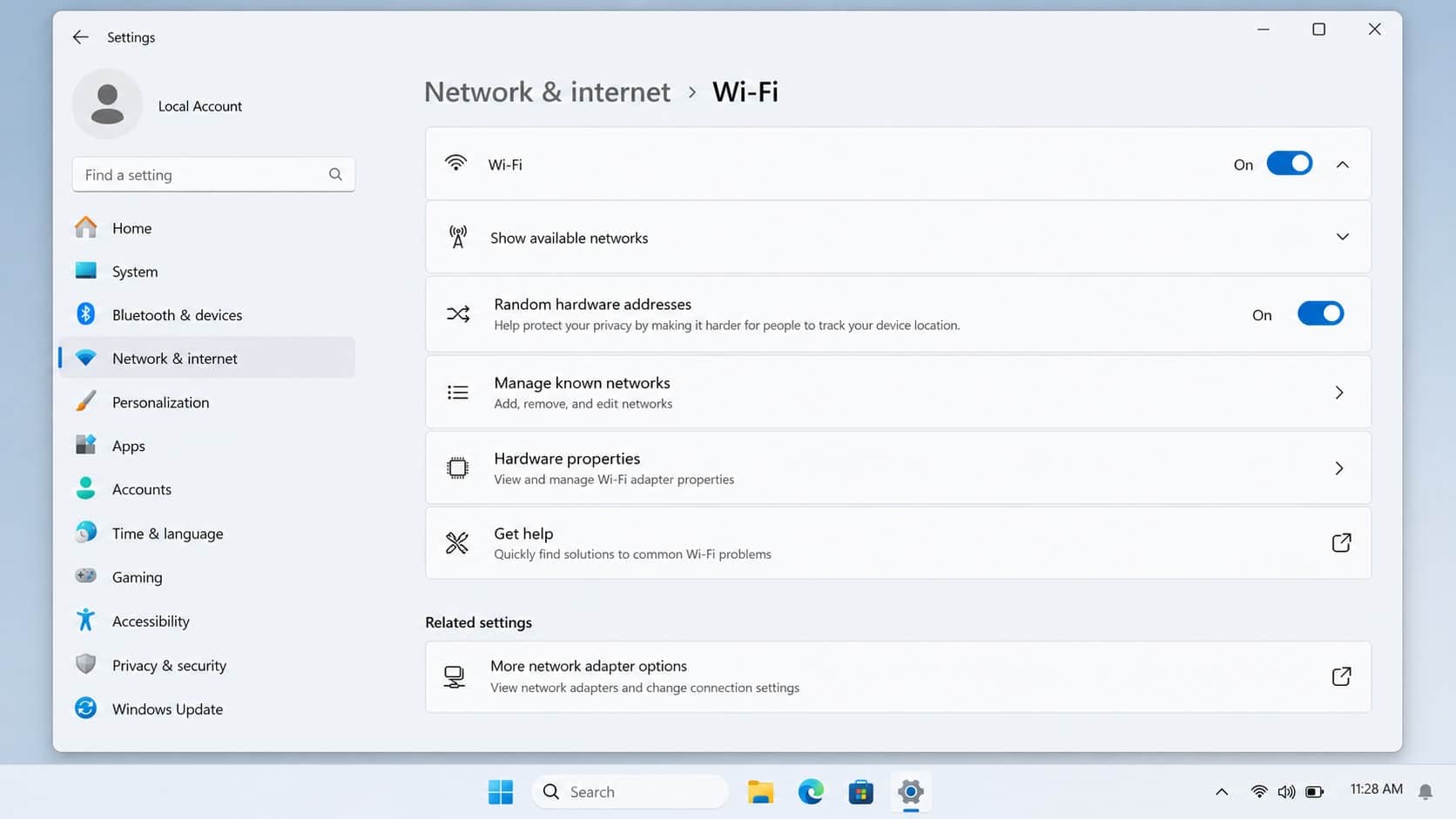 перемикач випадкових апаратних адрес у налаштуваннях Wi-Fi Windows перемикач випадкових апаратних адрес у налаштуваннях Wi-Fi Windows
