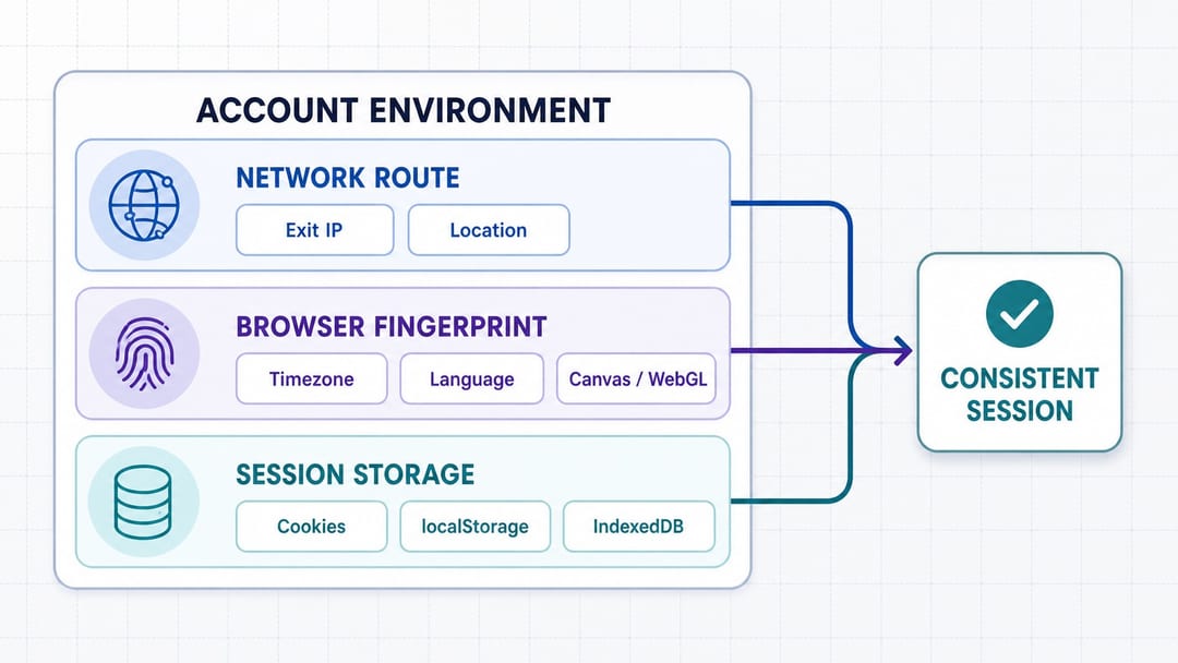 Three layers that keep an online account session consistent