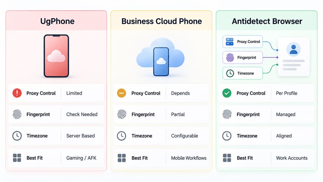 diagram showing the difference between UgPhone and business solutions