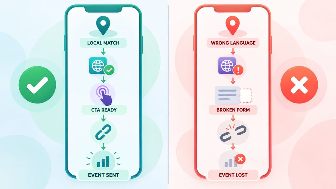 Correct and faulty TikTok advertising landing pages