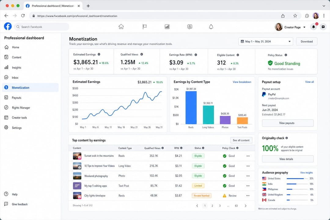 Як Facebook рахує виплати