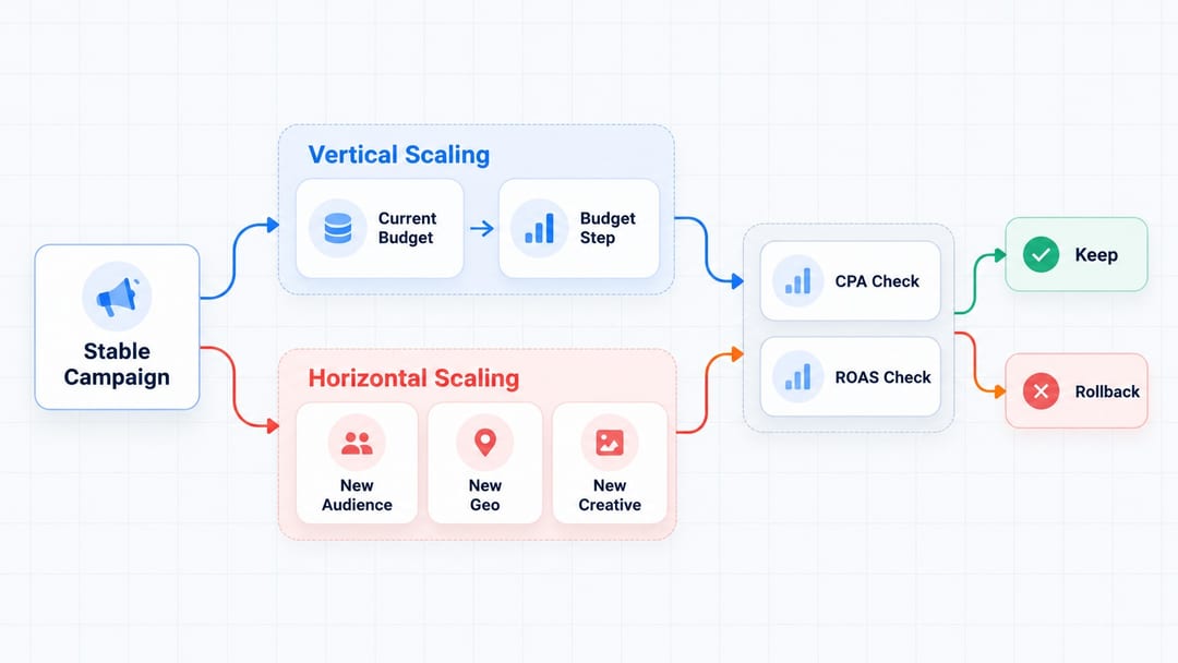 vertical and horizontal Facebook Ads scaling
