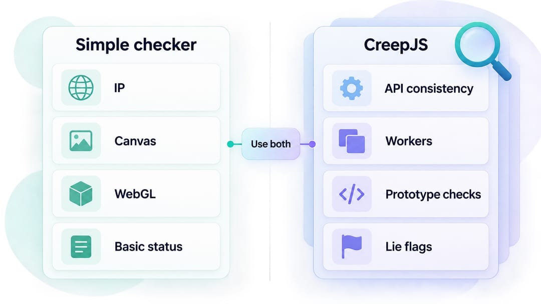 difference between CreepJS and a regular fingerprint checker