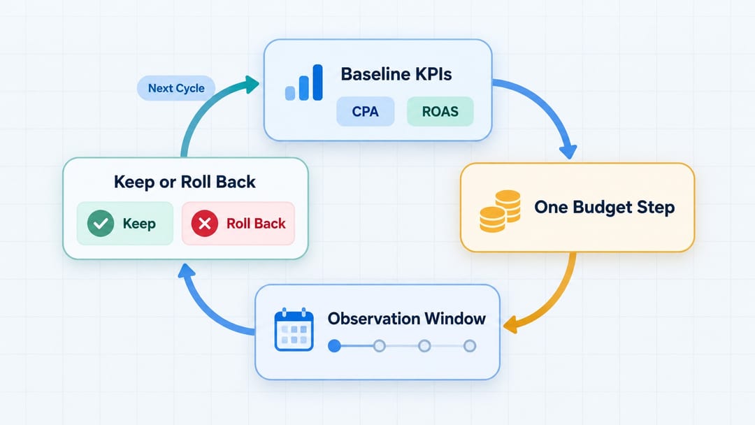 controlled Facebook Ads budget scaling cycle