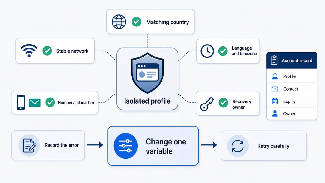 Checklist for a consistent account signup environment