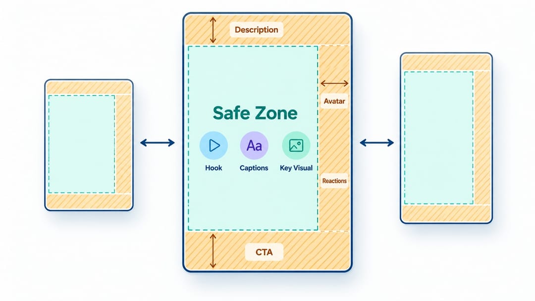 Safe zones for vertical advertising video