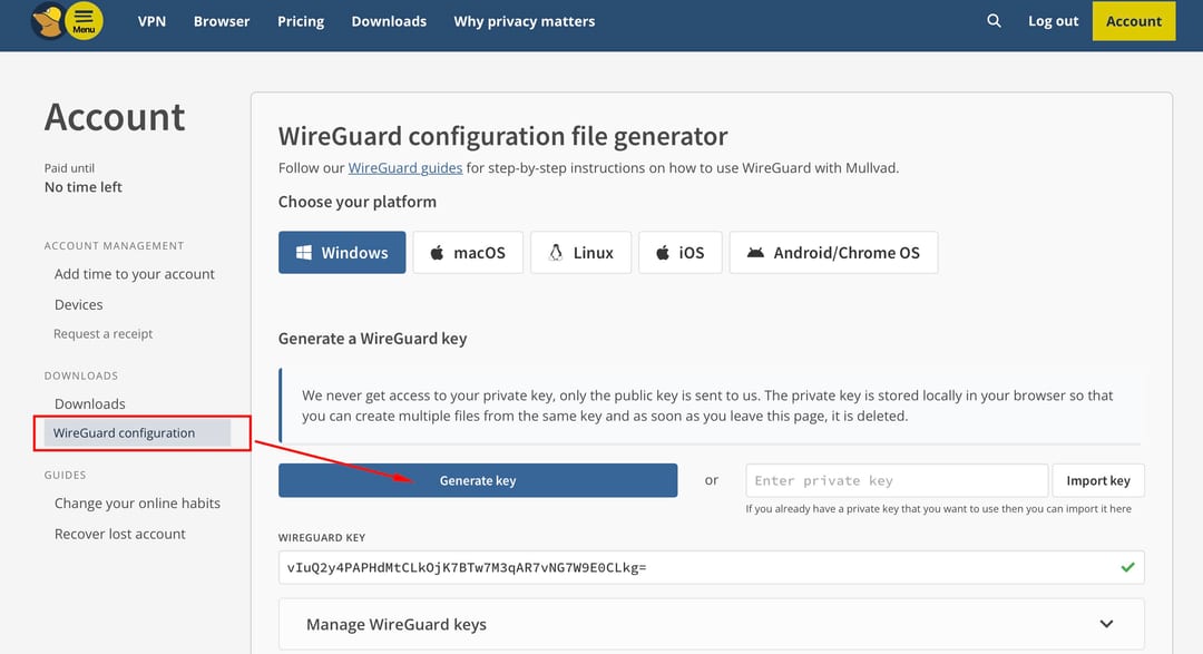 Mullvad WireGuard configuration file generator
