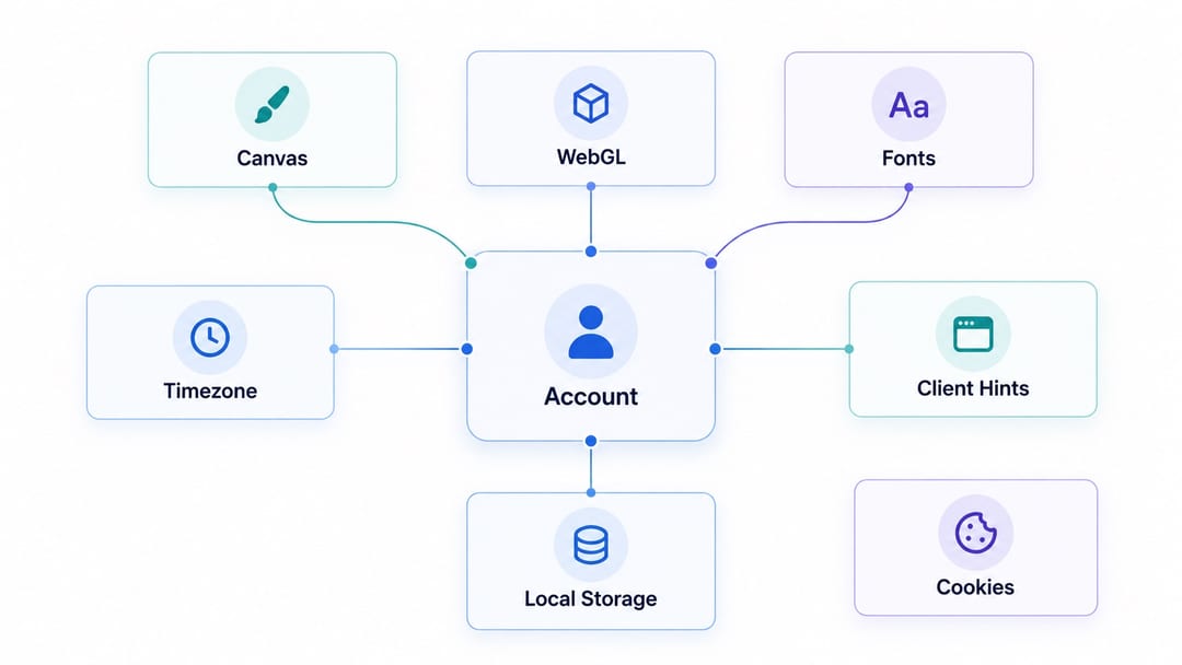 Browser fingerprint layers linking accounts Browser fingerprint layers linking accounts