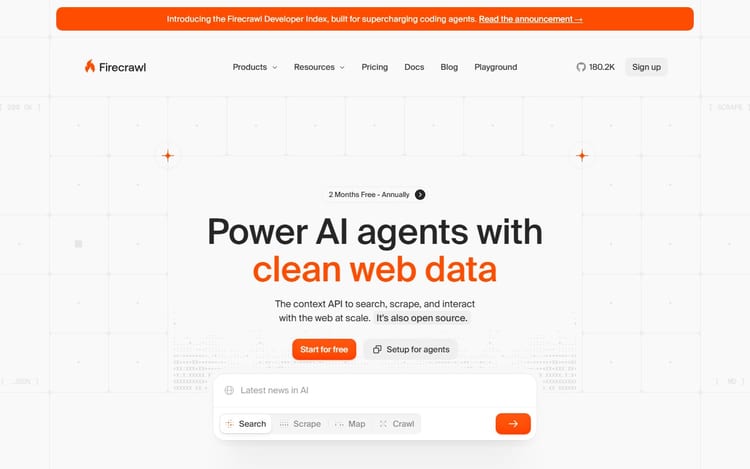 Firecrawl homepage with search scrape and crawl tools Firecrawl homepage with search scrape and crawl tools