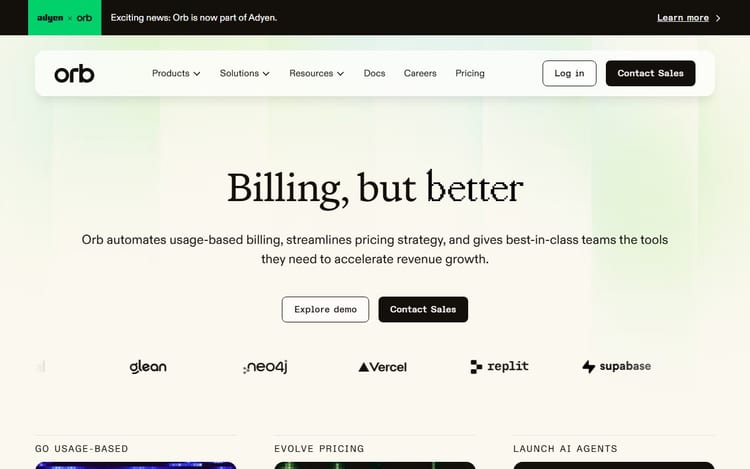 Главная страница Orb для usage based billing Главная страница Orb для usage based billing