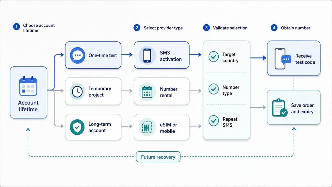 Flow for getting or renting a virtual phone number