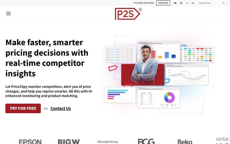 Страница Price2Spy для решений по конкурентным ценам Страница Price2Spy для решений по конкурентным ценам