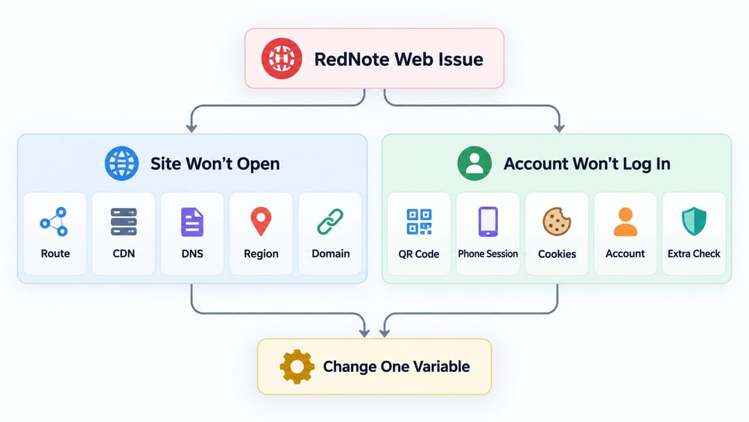 RedNote site access and account login diagnostics