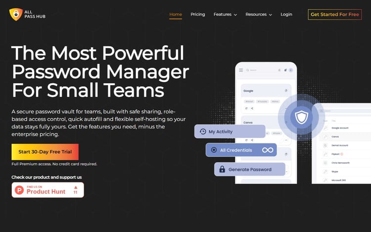 Screenshot of All Pass Hub as a team password manager Screenshot of All Pass Hub as a team password manager