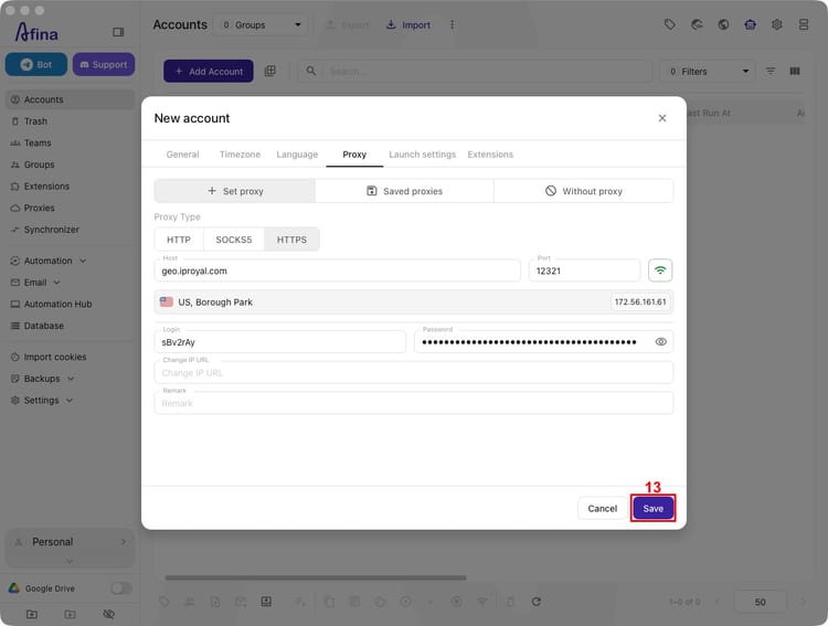 Saving profile after successful check