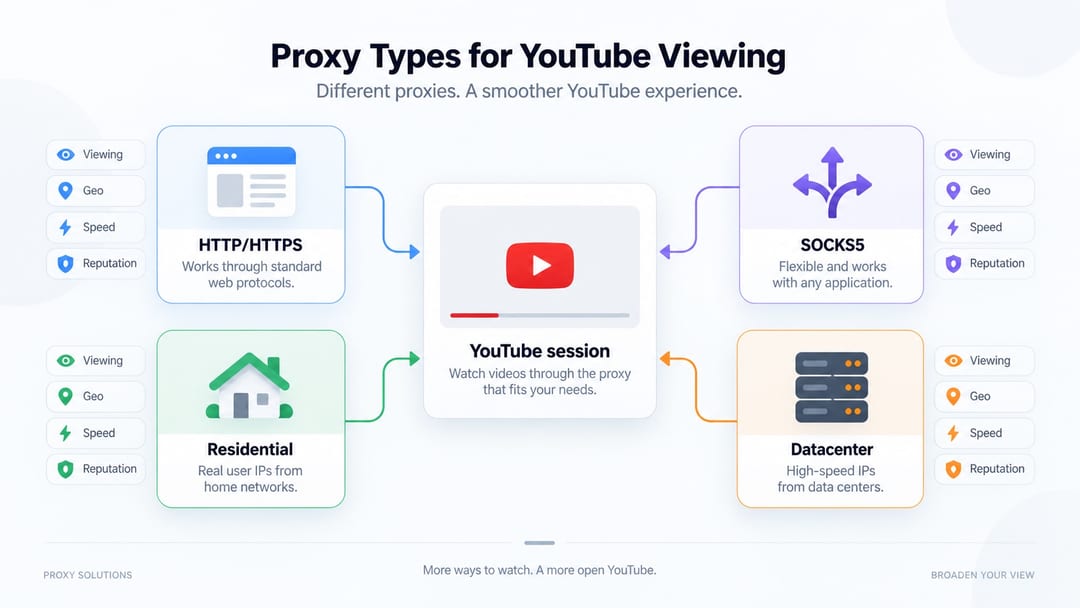 Comparison of proxy types for watching YouTube