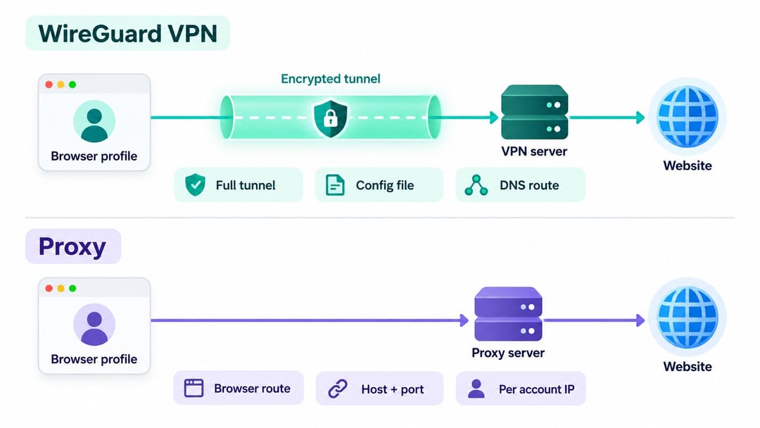 WireGuard VPN and proxy profile comparison