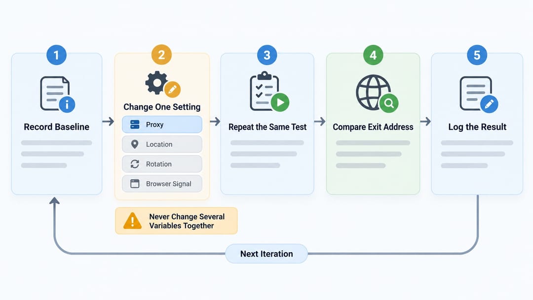 Diagnosing proxy connections one change at time