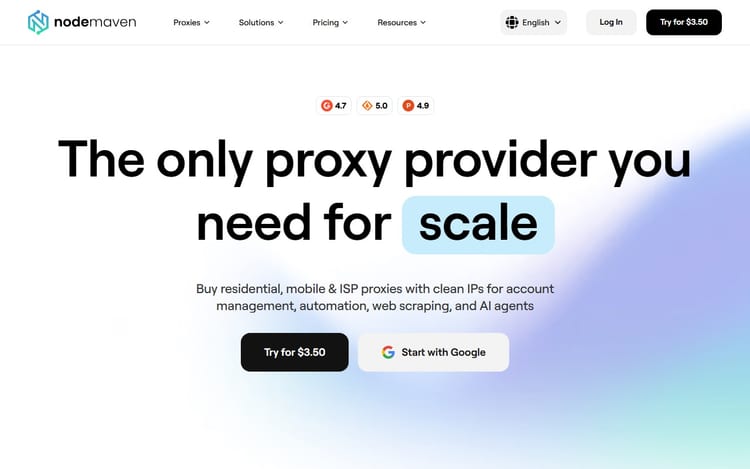 Страница NodeMaven для residential и mobile proxies Страница NodeMaven для residential и mobile proxies