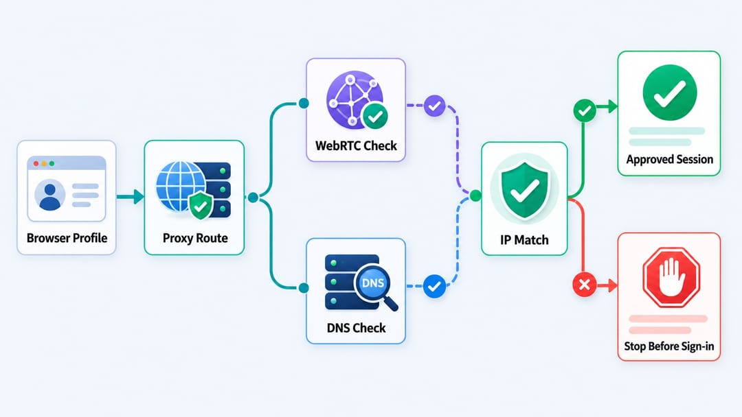 перевірка WebRTC DNS та IP маршруту перед входом у YouTube