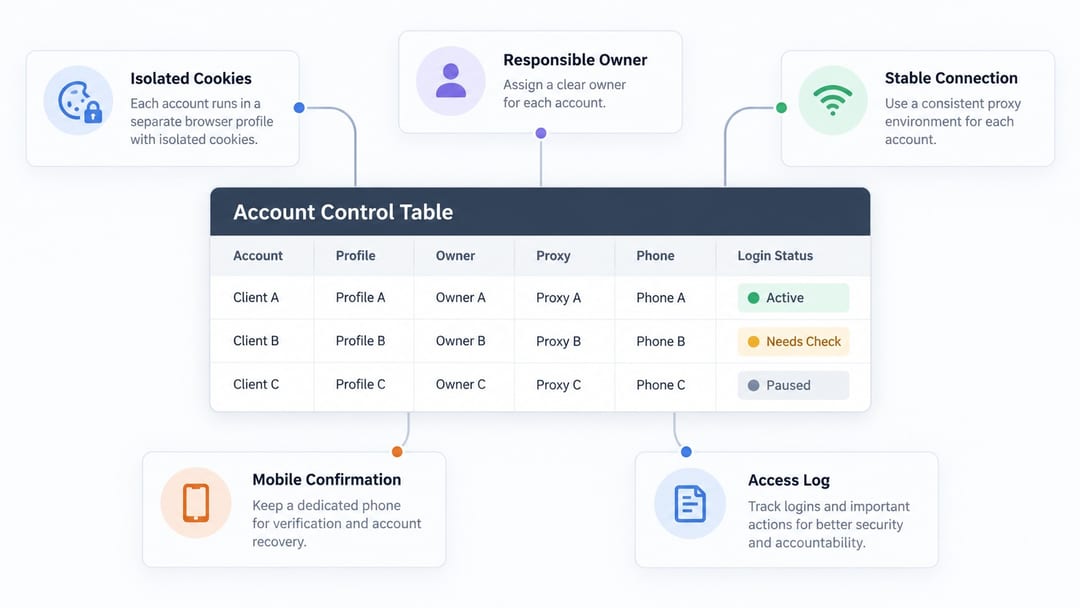 RedNote account control log for teams