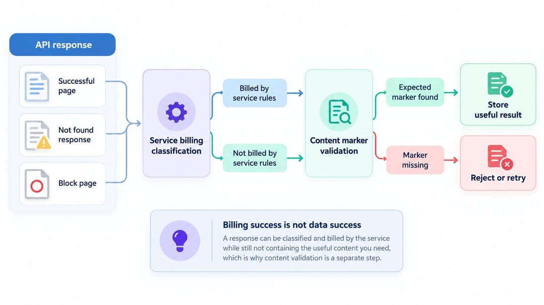 ZenRows billing and useful response content validation