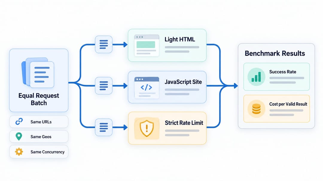 Proxy service benchmark across three website types Proxy service benchmark across three website types