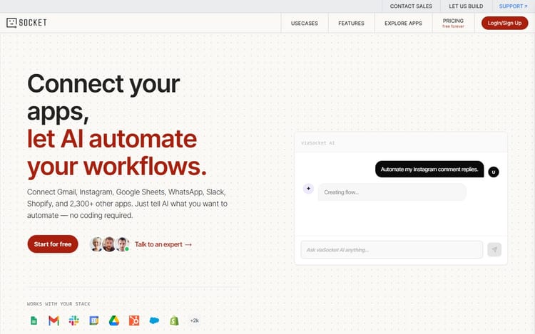 Screenshot of viaSocket for no-code workflow automation in account operations Screenshot of viaSocket for no-code workflow automation in account operations