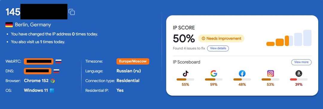 Checking proxy IP address and GEO
