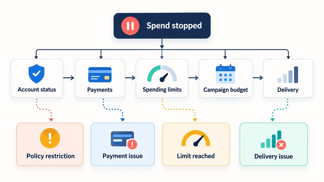 diagnosing stopped Facebook Ads spending