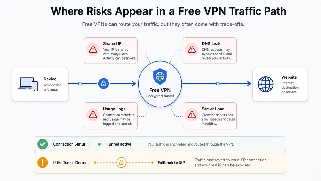 Ризики безкоштовного VPN для даних, трафіку та репутації IP