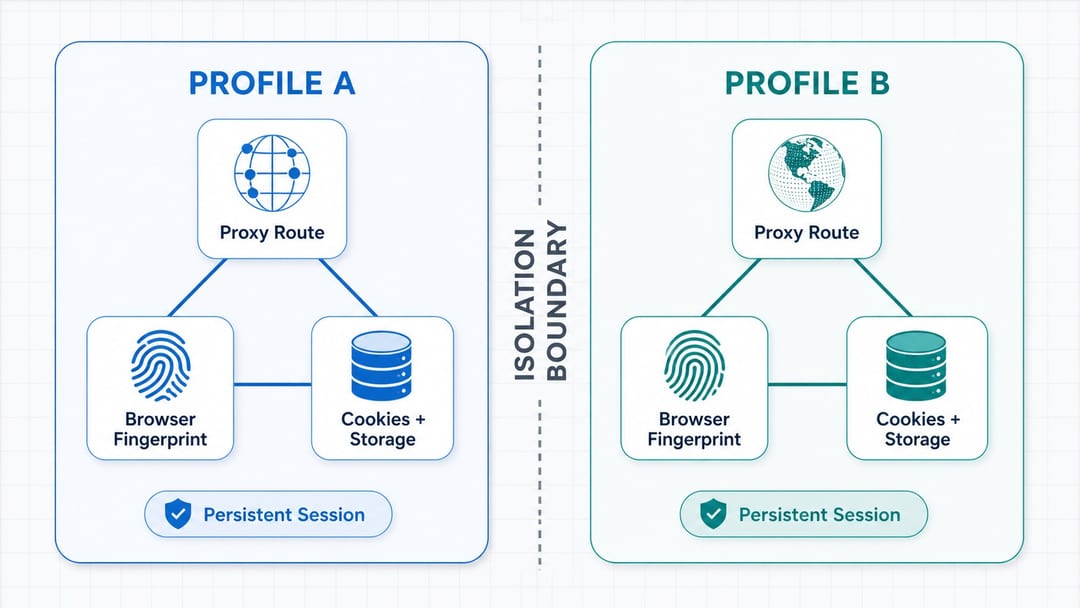 Separate browser environments for two long-term account sessions