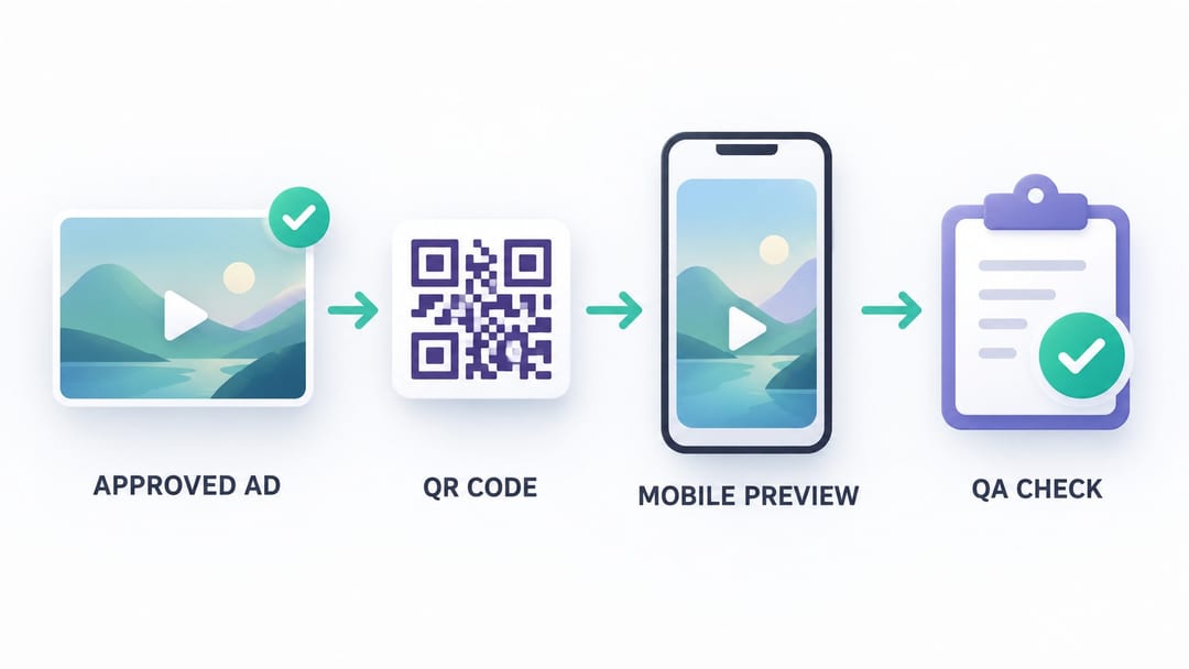 TikTok ad preview workflow using a QR code