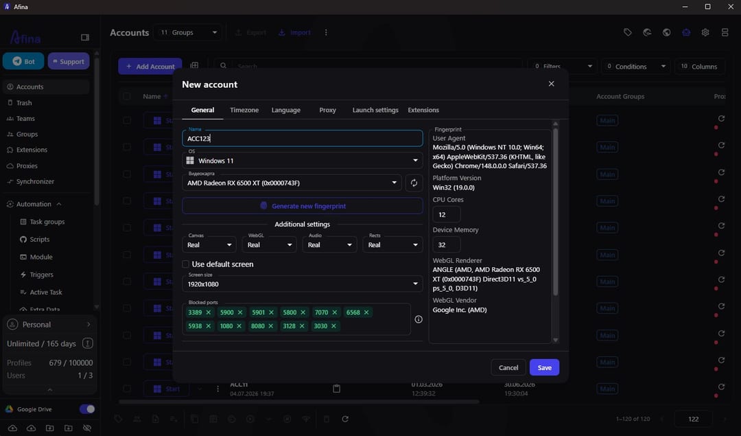 The first setup should happen before registration